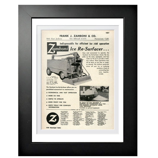 Zamboni | 1959 Ad  | 12x16 Frame