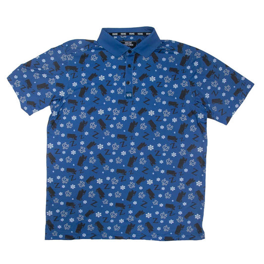 Zamboni Winger Flex Polo with all-over Zamboni print, moisture-wicking, 4-way stretch fabric, and embossed buttons