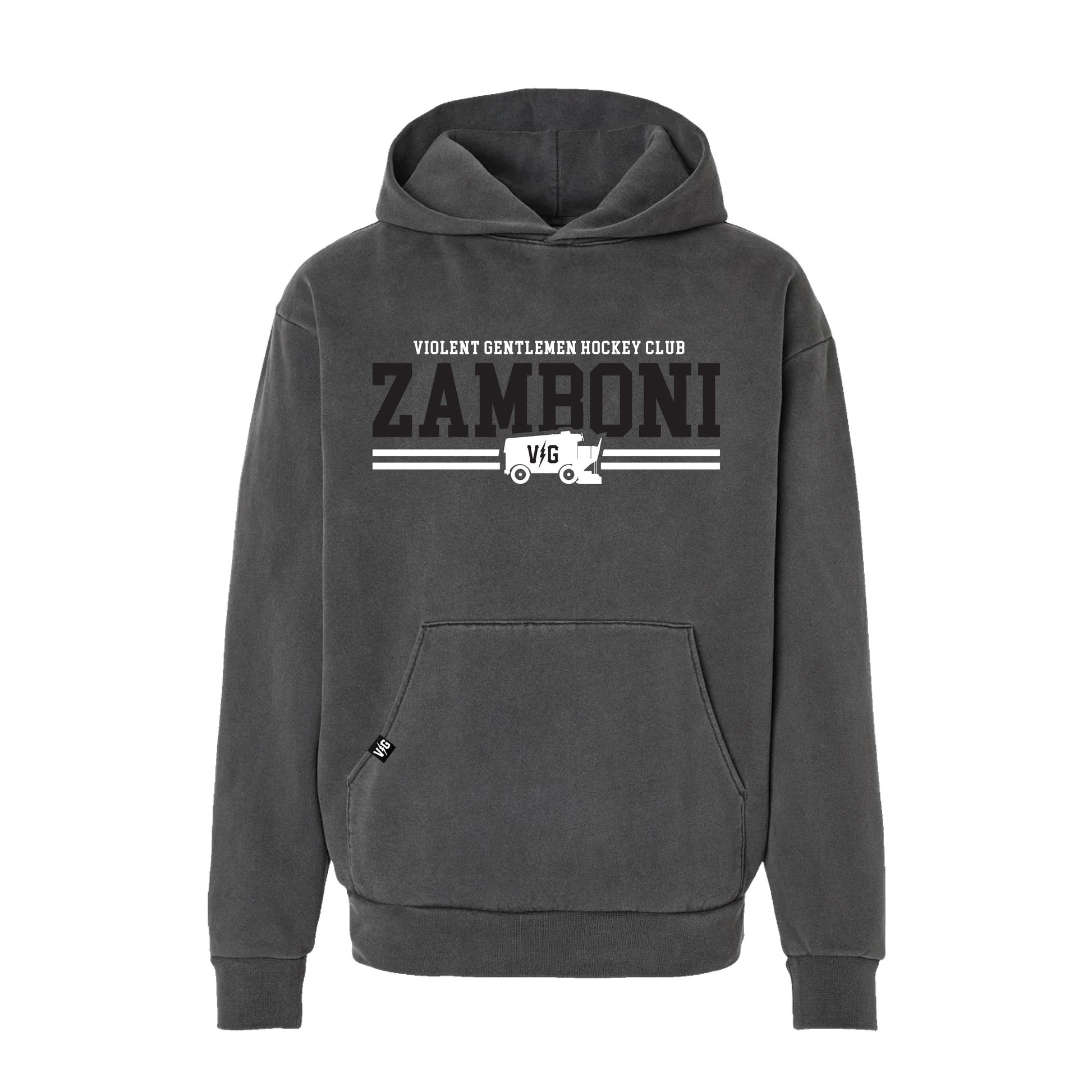 Two Line Pass relaxed pullover hooded sweatshirt with boxy fit and double layer hood