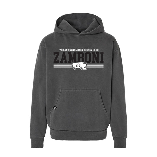 Two Line Pass relaxed pullover hooded sweatshirt with boxy fit and double layer hood