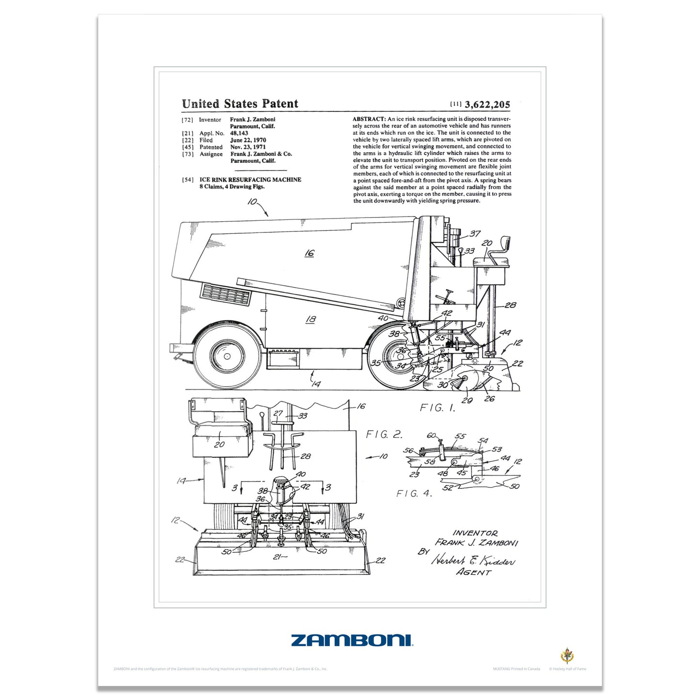 Zamboni | Replica Patent | 12x16 Print