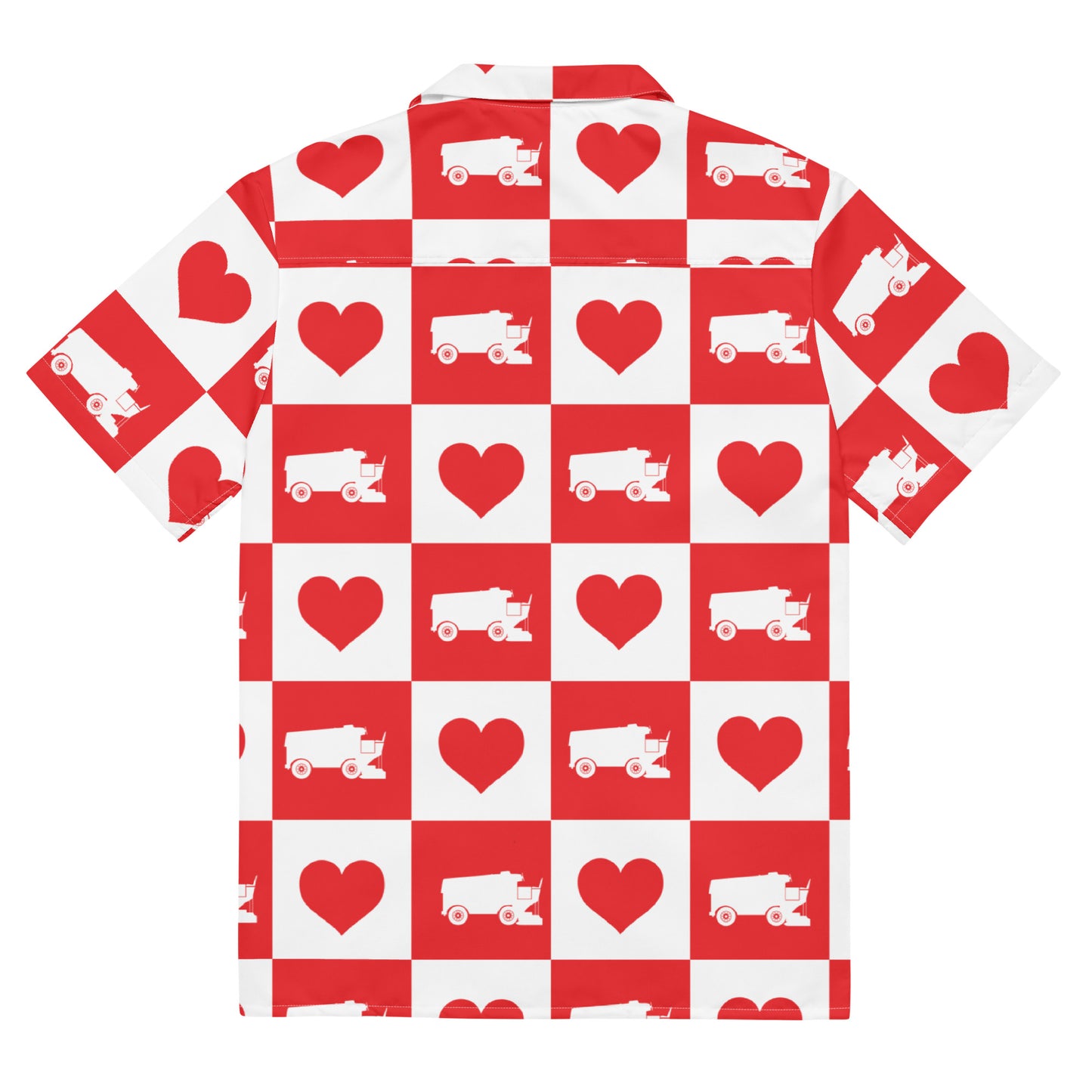 Zamboni Machine Valentine Block Print Button Up