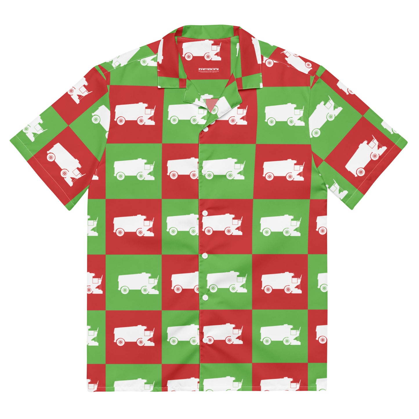 Zamboni Machine Holiday Block Print Button Up