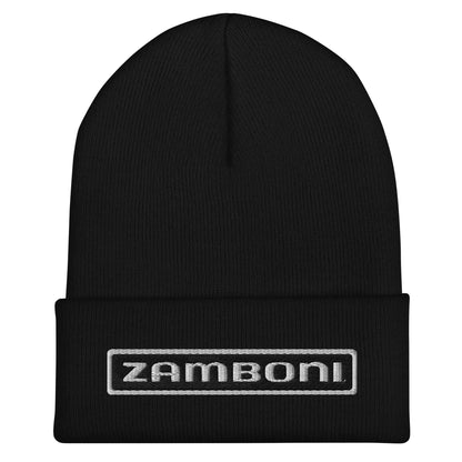 Black Zamboni Nameplate Cuffed Beanie made of 100% turbo acrylic, unisex and snug-fitting accessory