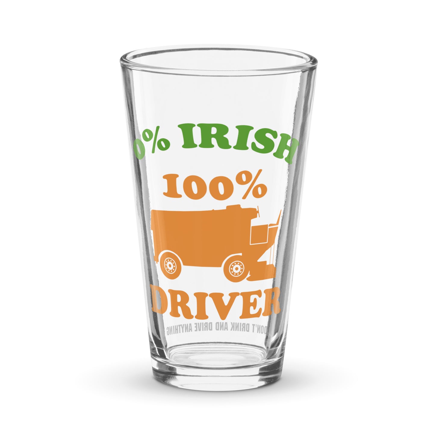 0% Irish, 100% Zamboni Driver Pint Glass